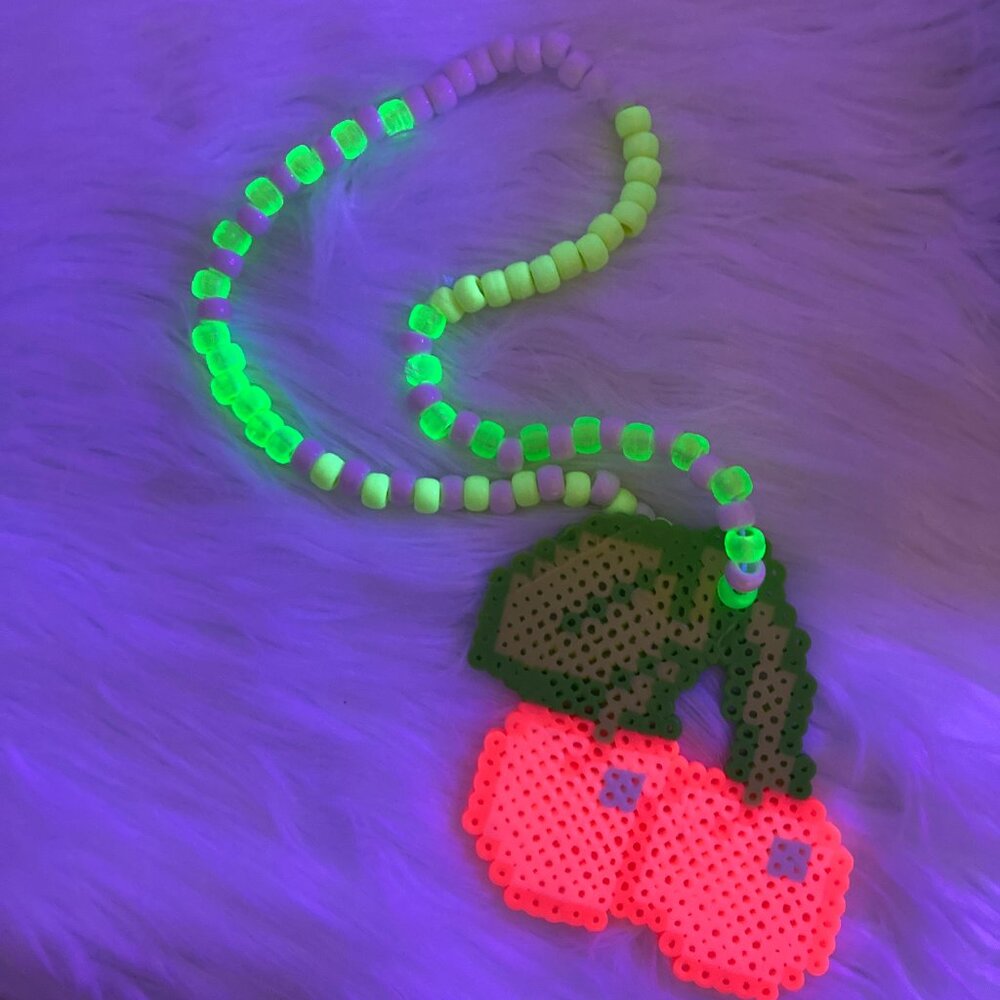 Rave Kandi Cherry Perler Necklace